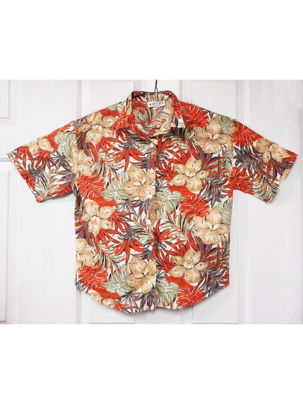Vintage ACT III Hawaiian shirt Browns, oranges, greys - Women's Large - Nice con